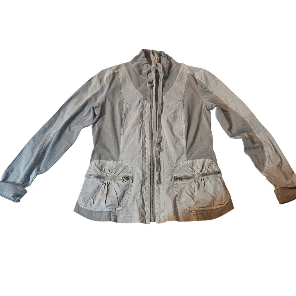 XCVI Women Gray Utility Zip Pocket Jacket‎ Size M